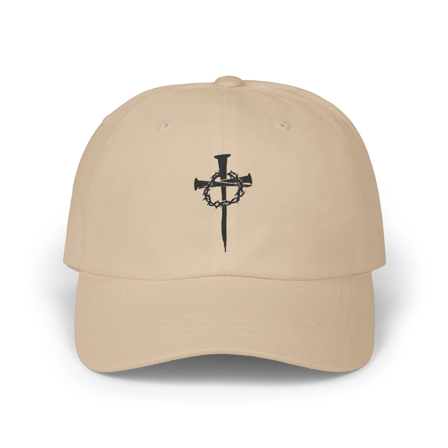 Classic Dad Cap with Nails and Crown of Thorns Cross Design