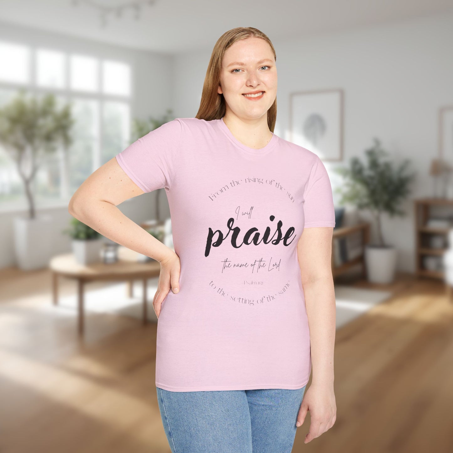 Unisex Softstyle T-Shirt | 'I Will Praise the Name of the Lord' | Psalm 113:3 | Scripture Tee