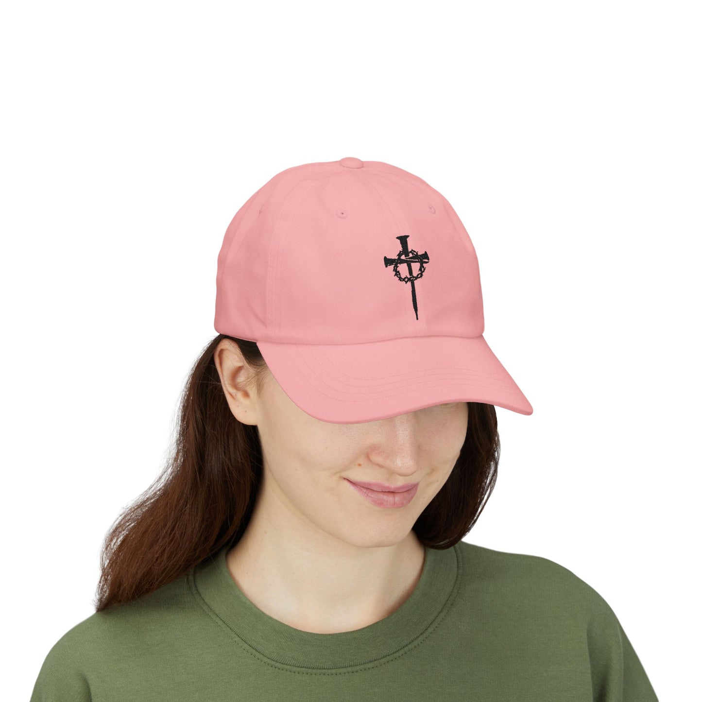 Classic Dad Cap with Nails and Crown of Thorns Cross Design