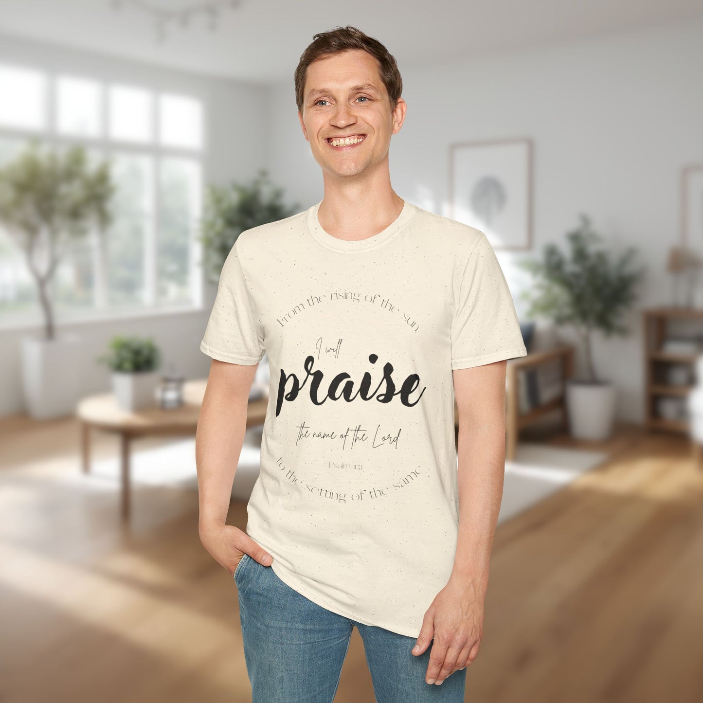 Unisex Softstyle T-Shirt | 'I Will Praise the Name of the Lord' | Psalm 113:3 | Scripture Tee