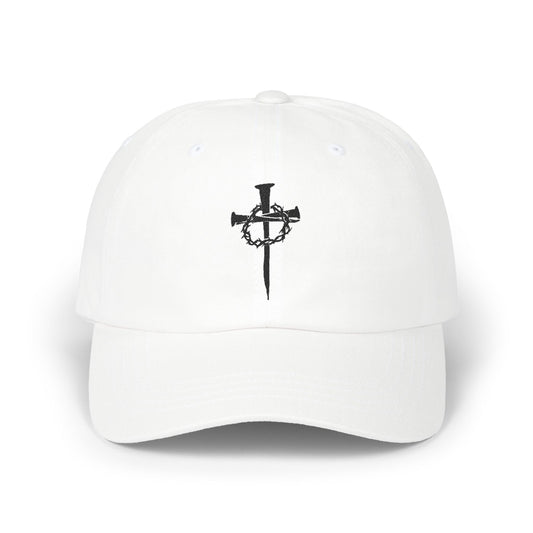 Classic Dad Cap with Nails and Crown of Thorns Cross Design