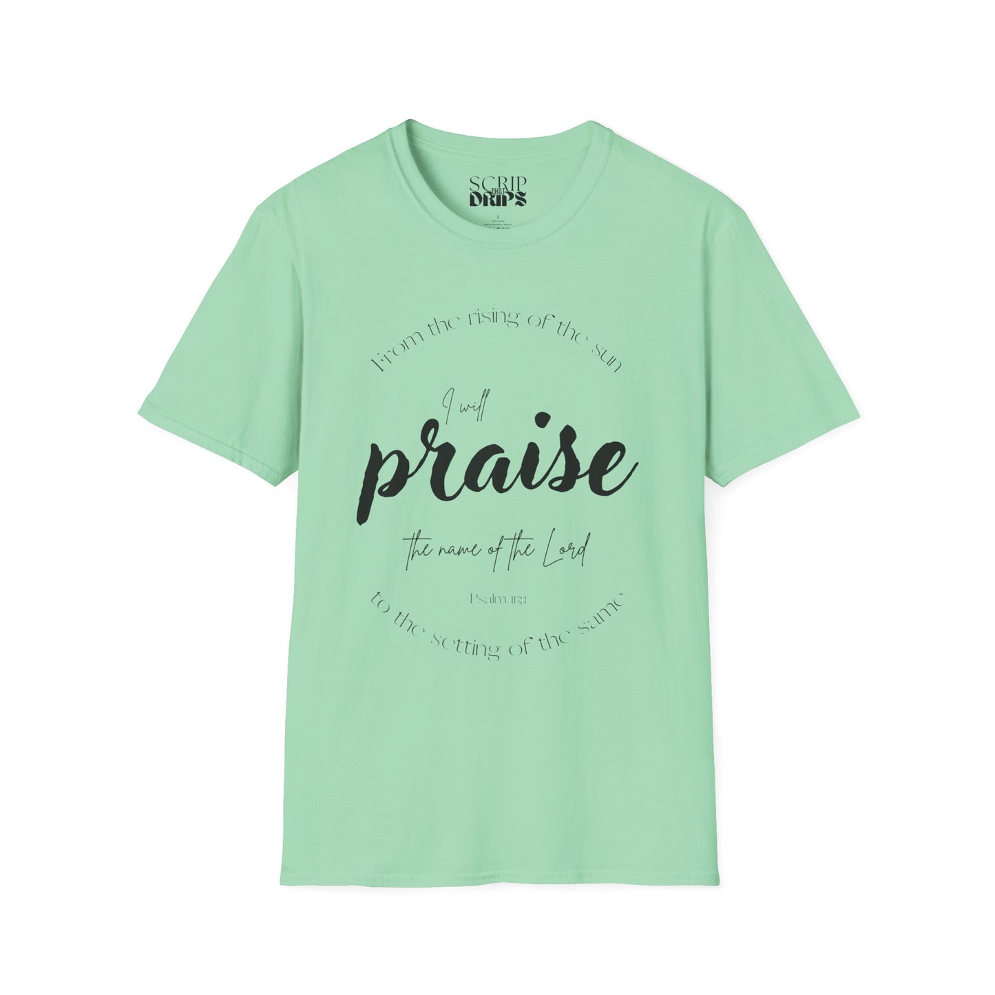 Unisex Softstyle T-Shirt | 'I Will Praise the Name of the Lord' | Psalm 113:3 | Scripture Tee