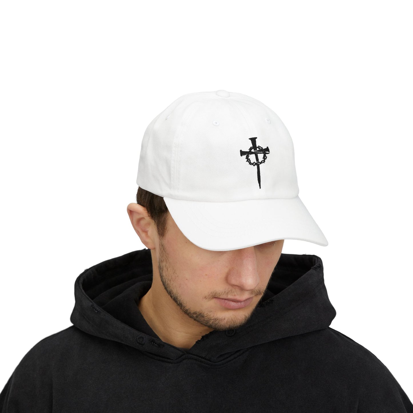 Classic Dad Cap with Nails and Crown of Thorns Cross Design