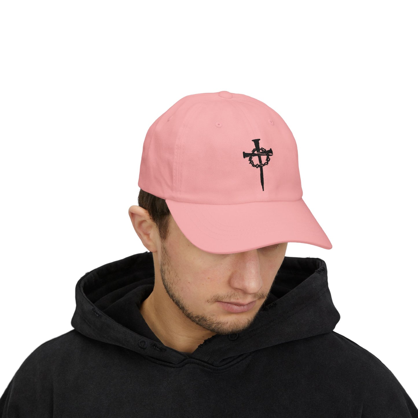 Classic Dad Cap with Nails and Crown of Thorns Cross Design