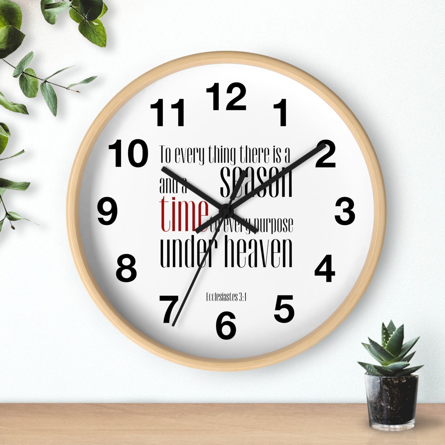 Minimalist Wall Clock | Ecclesiastes 3:1 | Scripture Sign Clock