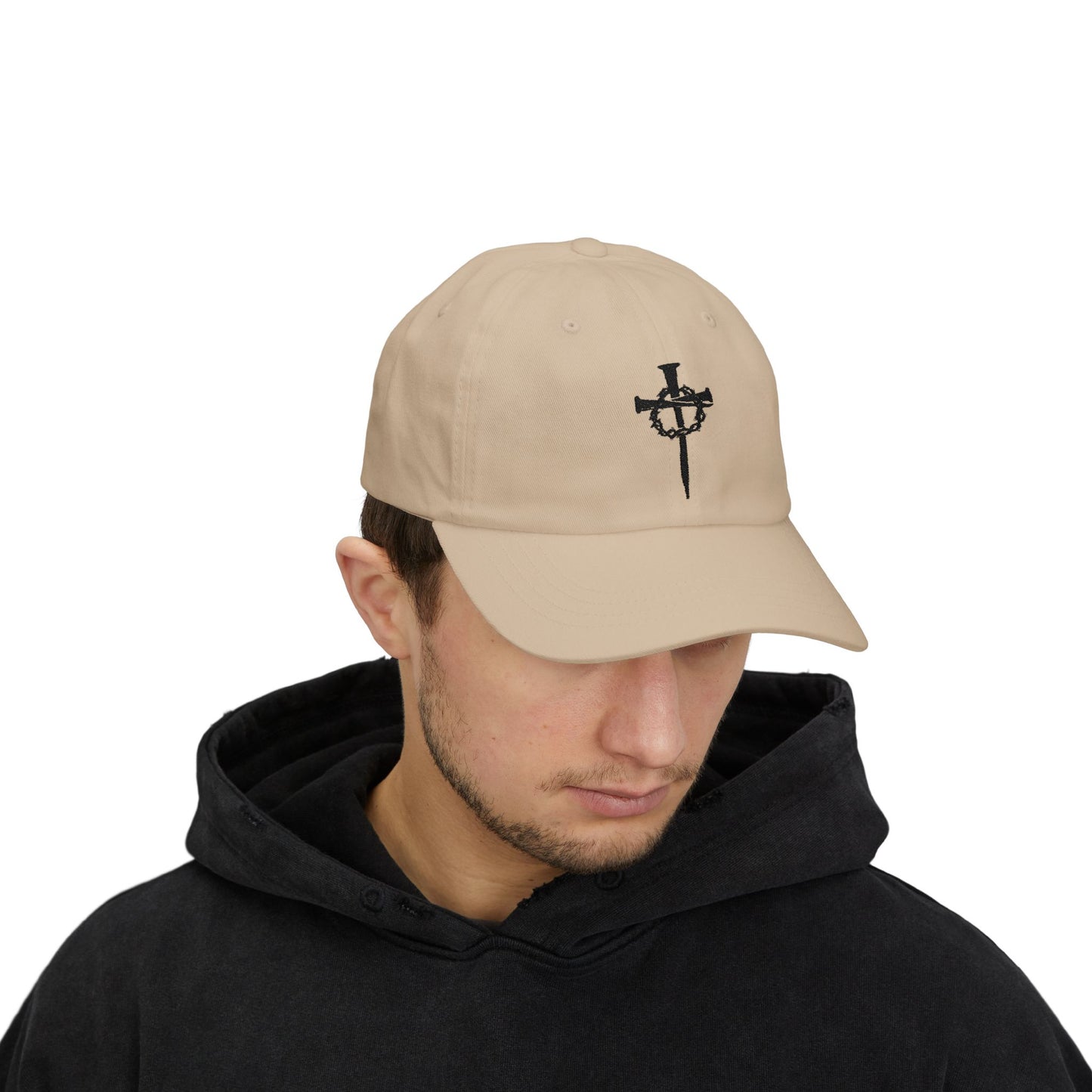 Classic Dad Cap with Nails and Crown of Thorns Cross Design