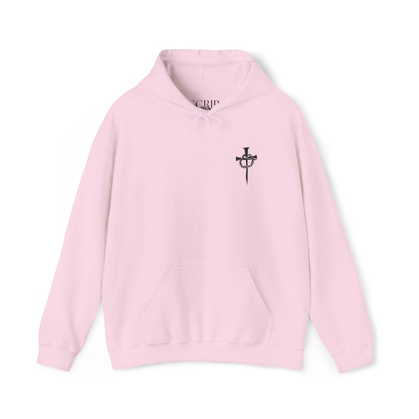 Casual Unisex Cross Graphic Hoodie - Heavy Blend™ Sweatshirt with Nails and Crown of Thorns Cross Embroidery