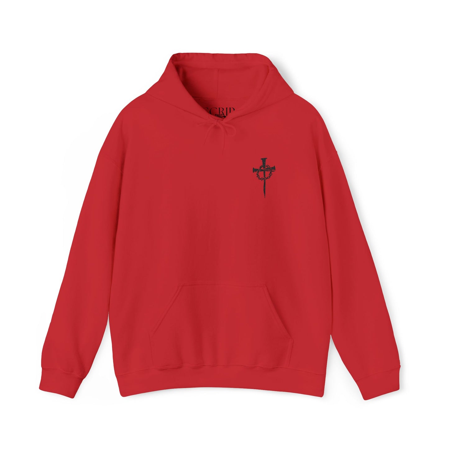 Casual Unisex Cross Graphic Hoodie - Heavy Blend™ Sweatshirt with Nails and Crown of Thorns Cross Embroidery