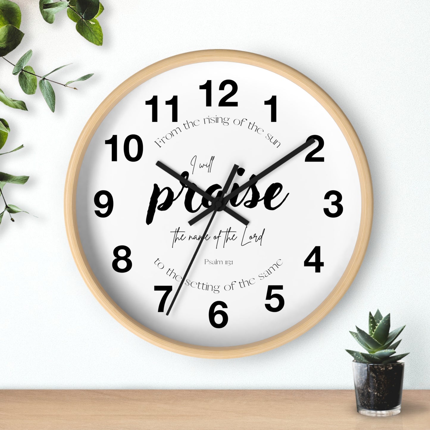 Minimalist Wall Clock | Psalm 113:3 | Scripture Sign Clock